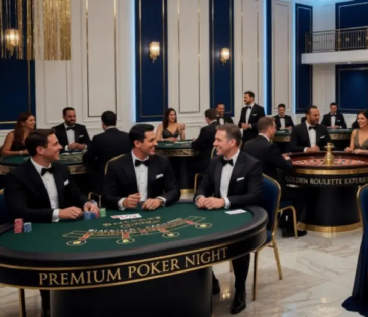 Kasyno rozrywkowe w stylu Monte Carlo z gośćmi podczas eventu firmowego