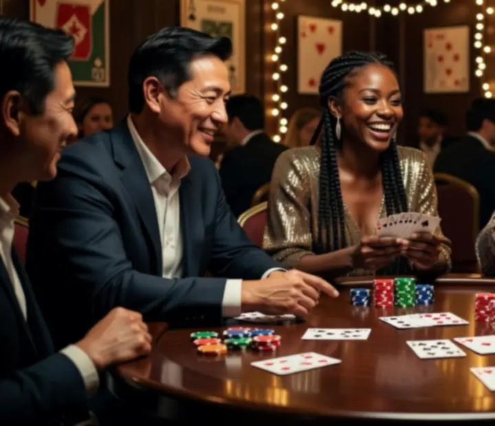 Stół pokerowy podczas eleganckiego wieczoru integracyjnego