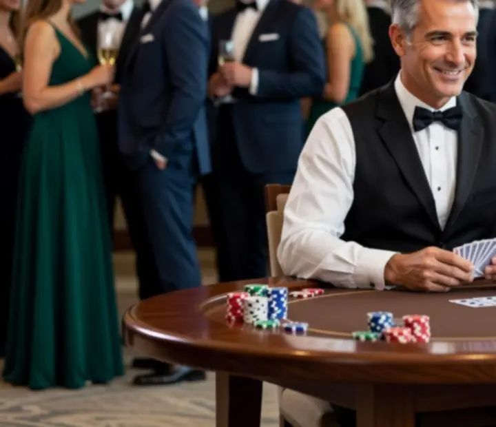 Profesjonalni dealerzy prowadzący rekreacyjny wieczór pokerowy