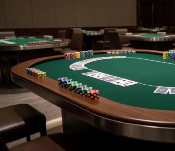 Profesjonalne stoły pokerowe przygotowane na wieczór rekreacyjny